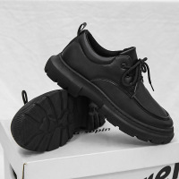 男士马丁靴秋季上新中帮皮革厚底增高高级黑男正装百搭潮男鞋