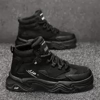 男鞋秋冬季新款男士运动休闲厚底防滑耐磨劳保鞋高帮增高工装板鞋