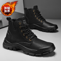 秋冬加绒马丁靴新款高帮加绒加厚保暖户外雪地工装靴时尚男靴