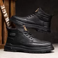 秋冬新款男士马丁靴男高帮时尚防水复古短靴增高百搭男靴