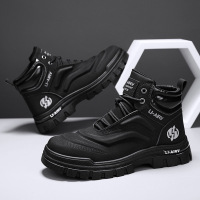 秋冬新款皮面复古时尚户外工作休闲高帮靴日常潮搭运动马丁靴男靴