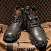 秋季男靴舒适高帮马丁靴新款上新复古风增高厚底机车男士包头靴