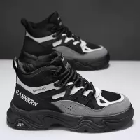 马丁靴男款秋冬网面运动休闲透气高帮工装鞋户外登山老爹劳保鞋