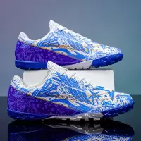 秋季新款碎钉贴地涂鸦拼接运动轻便舒适透气户外套脚男女款足球鞋