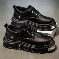 年新款轻便纯色男士秋冬季平底鞋一脚蹬男士休闲简约舒适皮鞋