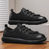 新款男士舒适百搭经典时尚轻便简约圆头松紧带厚底休闲勃肯皮鞋