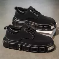 秋冬季上新款时尚简约纯色男士上班通勤皮鞋舒适透气休闲款懒人鞋