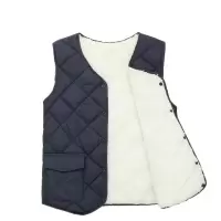 中老年男士内里加绒羽绒棉马甲羊羔绒绒布保暖贴身背心男一手