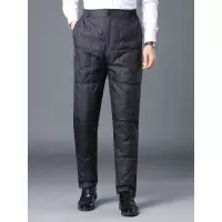 冬季新款中老年羽绒丝裤男士内外穿高腰加厚保暖防风长裤