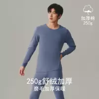 秋冬男士保暖内衣秋衣秋裤抑菌圆领加厚250g双面磨毛全棉打底套装