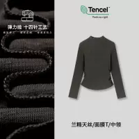 [兰精天丝]新长袖T恤修身气质洋气弹力春秋上衣打底衫女款