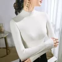 双面德绒打底衫女长袖内搭秋冬新款半高领修身发热保暖上衣女