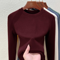 圆领德绒打底衫女士春夏新款双面一体绒加厚修身长袖内搭上衣