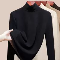 蚕丝暖绒高领秋衣女上衣羊毛保暖内衣加厚加绒发热打底衫冬季