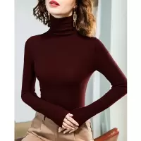 高领打底衫女秋冬女装女士T恤修身双面德绒加绒保暖发热上衣