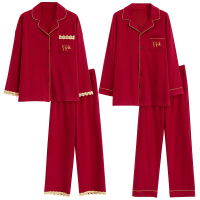 情侣睡衣春秋冬季棉质本命年喜庆结婚红色一男士一女士家居服套装
