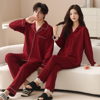 情侣睡衣春秋冬季棉质本命年喜庆结婚红色一男士一女士家居服套装