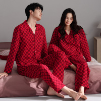 情侣睡衣春秋冬季棉质本命年喜庆结婚红色一男士一女士家居服套装