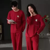 情侣睡衣春秋冬季棉质本命年喜庆结婚红色一男士一女士家居服套装