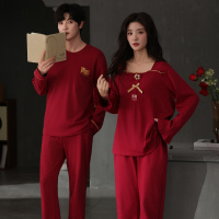 情侣睡衣春秋冬季棉质本命年喜庆结婚红色一男士一女士家居服套装