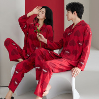 情侣睡衣春秋冬季棉质本命年喜庆结婚红色一男士一女士家居服套装