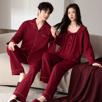 情侣睡衣春秋冬季棉质本命年喜庆结婚红色一男士一女士家居服套装
