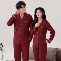 情侣睡衣春秋冬季棉质本命年喜庆结婚红色一男士一女士家居服套装