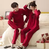 情侣睡衣春秋冬季棉质本命年喜庆结婚红色一男士一女士家居服套装