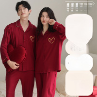 情侣睡衣春秋冬季棉质本命年喜庆结婚红色一男士一女士家居服套装