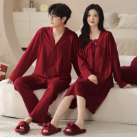 情侣睡衣春秋冬季棉质本命年喜庆结婚红色一男士一女士家居服套装