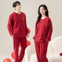 情侣睡衣春秋冬季棉质本命年喜庆结婚红色一男士一女士家居服套装
