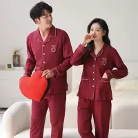 情侣睡衣春秋冬季棉质本命年喜庆结婚红色一男士一女士家居服套装