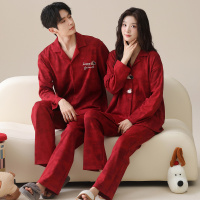 情侣睡衣春秋冬季棉质本命年喜庆结婚红色一男士一女士家居服套装