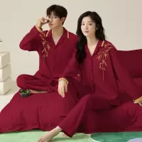 情侣睡衣春秋冬季棉质本命年喜庆结婚红色一男士一女士家居服套装