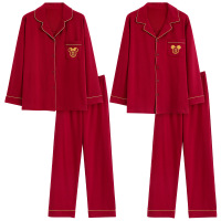 情侣睡衣春秋冬季棉质本命年喜庆结婚红色一男士一女士家居服套装