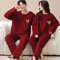 情侣睡衣秋冬季珊瑚绒本命年喜庆结婚大红色一男士一女家居服套装