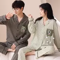情侣睡衣女春秋冬季棉质长袖长裤氛围感一男一女男士家居服套装