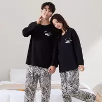 情侣睡衣女春秋冬季棉质长袖长裤氛围感一男一女男士家居服套装