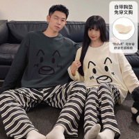 情侣睡衣女春秋冬季棉质长袖长裤氛围感一男一女男士家居服套装