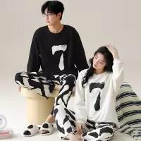 情侣睡衣女春秋冬季棉质长袖长裤氛围感一男一女男士家居服套装