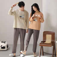 情侣睡衣女春秋冬季棉质长袖长裤氛围感一男一女男士家居服套装