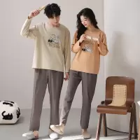 情侣睡衣女春秋冬季棉质长袖长裤氛围感一男一女男士家居服套装