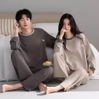 情侣睡衣女春秋冬季棉质长袖长裤氛围感一男一女男士家居服套装