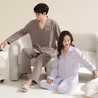 情侣睡衣女春秋冬季棉质长袖长裤氛围感一男一女男士家居服套装