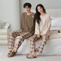 情侣睡衣女春秋冬季棉质长袖长裤氛围感一男一女男士家居服套装