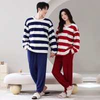 情侣睡衣女款春秋冬季珊瑚绒加厚加绒保暖一男士一女士家居服套装