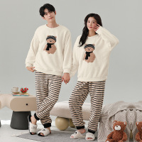 情侣睡衣女款春秋冬季珊瑚绒加厚加绒保暖一男士一女士家居服套装