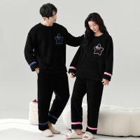 情侣睡衣女款春秋冬季珊瑚绒加厚加绒保暖一男士一女士家居服套装