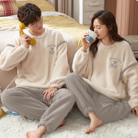 情侣睡衣女款春秋冬季珊瑚绒加厚加绒保暖一男士一女士家居服套装