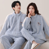 情侣睡衣女款春秋冬季珊瑚绒加厚加绒保暖一男士一女士家居服套装